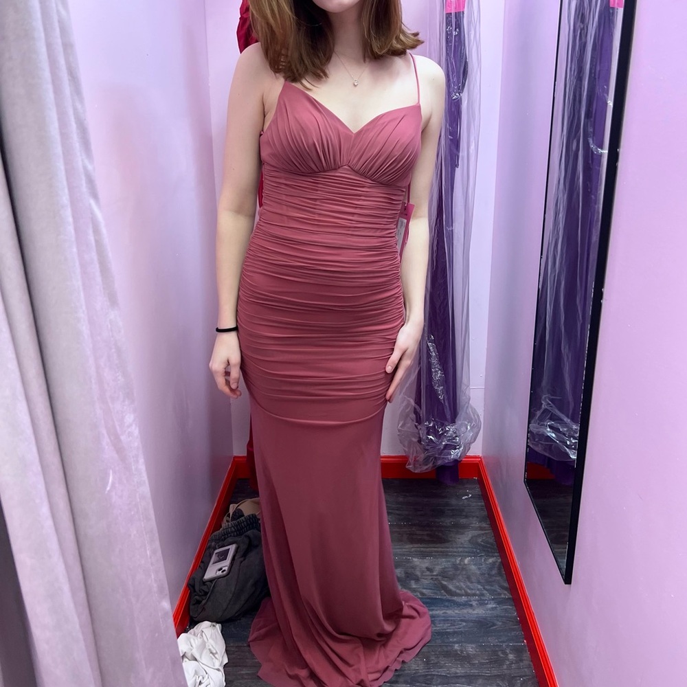 Boom Babies rose tulle long prom dress with boning and sweetheart neckline